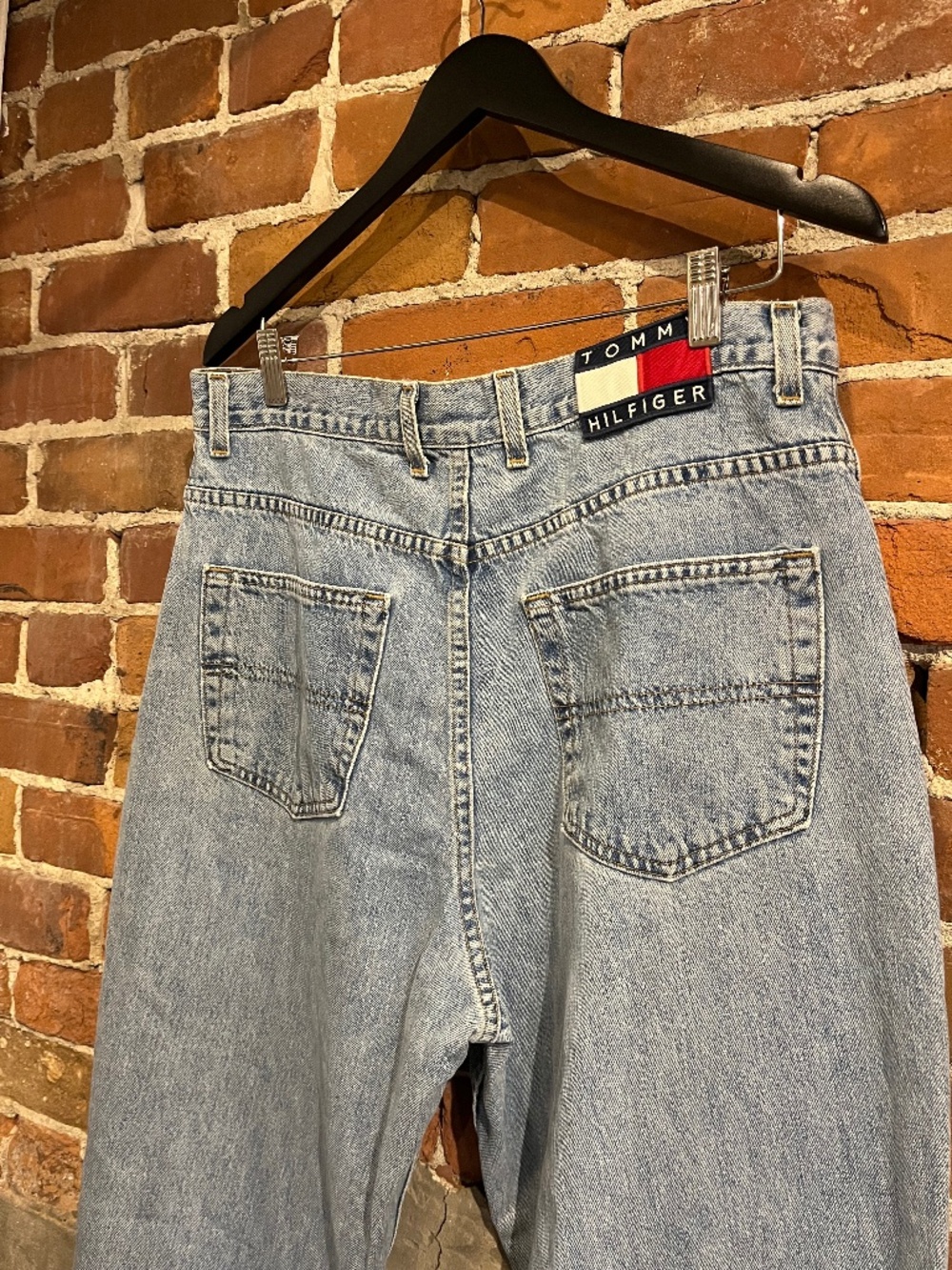 Vintage 90s Tommy Hilfiger Wide Leg Button Fly Jeans 36